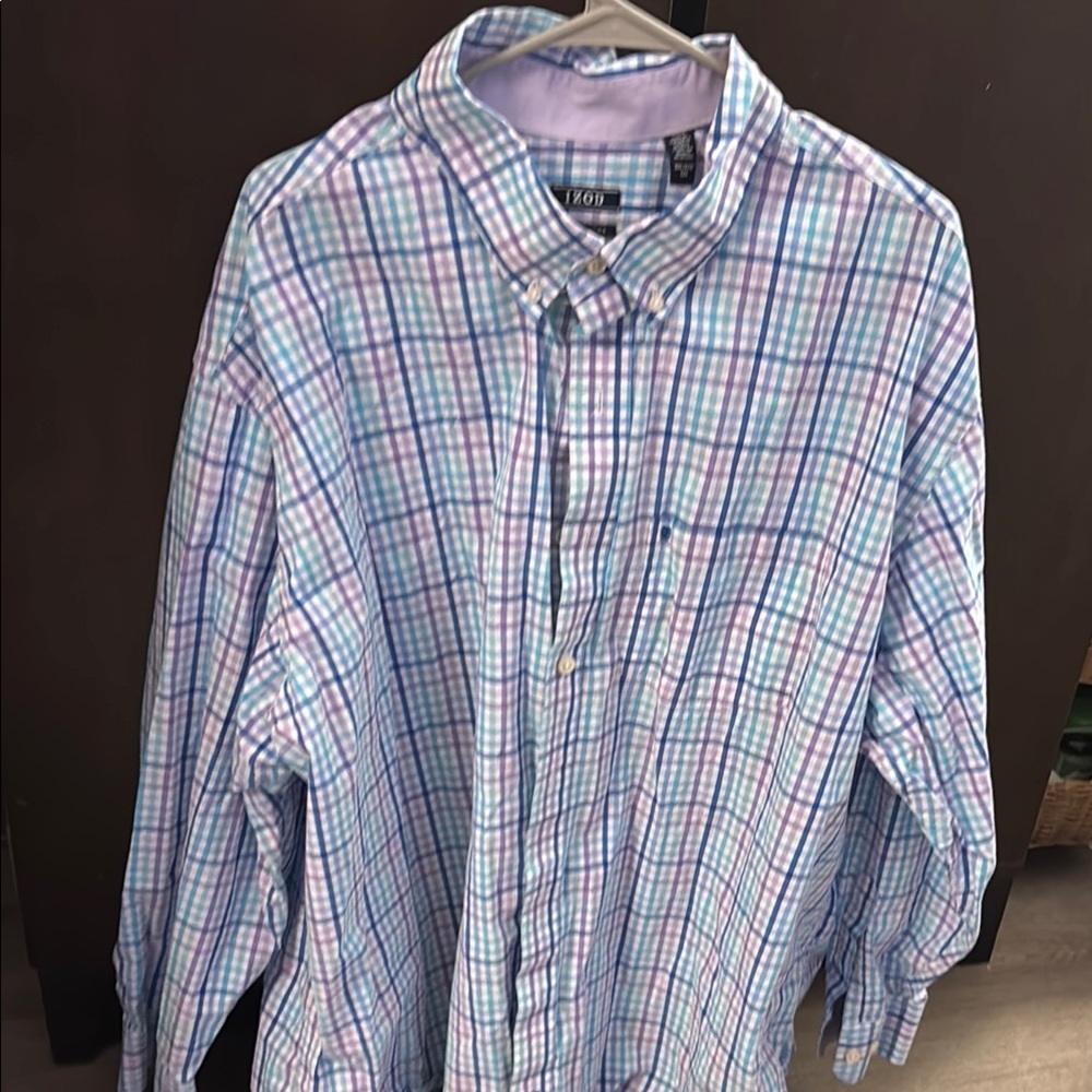 Izod Blue and Purple Dress Shirt Classic Style